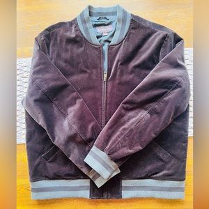 Men’s Michael Kors Dark Brown Velvet Bomber/Letterman Style Jacket, Size XXL
